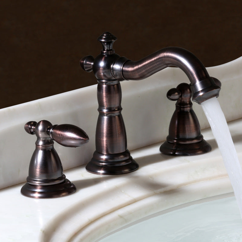 Deck Mounted Roman Tub Faucet Low Arc Copper Roman Tub Faucet Set Brown 3 Hole Faucets Hand Shower Not Included Clearhalo 'Bathroom Remodel & Bathroom Fixtures' 'Bathtub Faucets' 'bathtub_faucets' 'Home Improvement' 'home_improvement' 'home_improvement_bathtub_faucets' 7063955