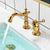 Deck Mounted Roman Tub Faucet Low Arc Copper Roman Tub Faucet Set Gold 2 Hole Faucets Hand Shower Not Included Clearhalo 'Bathroom Remodel & Bathroom Fixtures' 'Bathtub Faucets' 'bathtub_faucets' 'Home Improvement' 'home_improvement' 'home_improvement_bathtub_faucets' 7063956