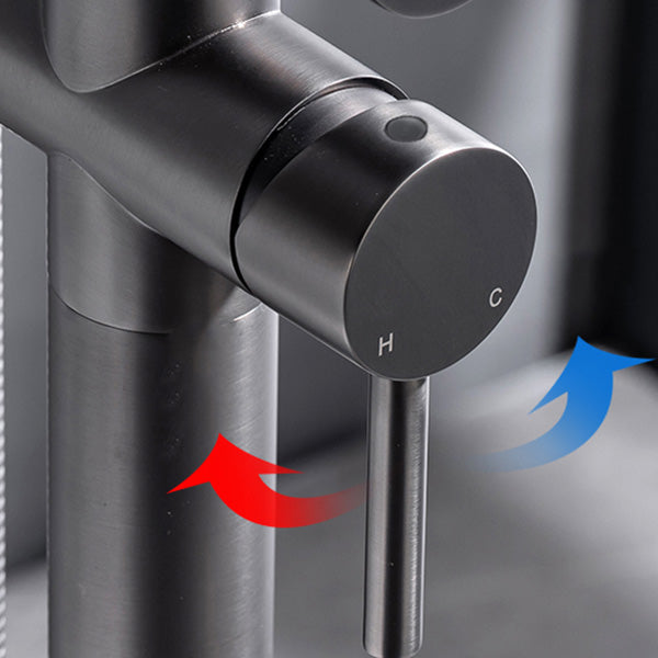 Modern Metal Floor Mounted Lever Handle Floor Mount for Bathroom Clearhalo 'Bathroom Remodel & Bathroom Fixtures' 'Bathtub Faucets' 'bathtub_faucets' 'Home Improvement' 'home_improvement' 'home_improvement_bathtub_faucets' 7063962