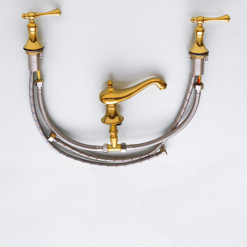 Traditional Deck Mounted Bronze Roman Tub Faucet Low Arc Roman Tub Faucet Set Clearhalo 'Bathroom Remodel & Bathroom Fixtures' 'Bathtub Faucets' 'bathtub_faucets' 'Home Improvement' 'home_improvement' 'home_improvement_bathtub_faucets' 7063984