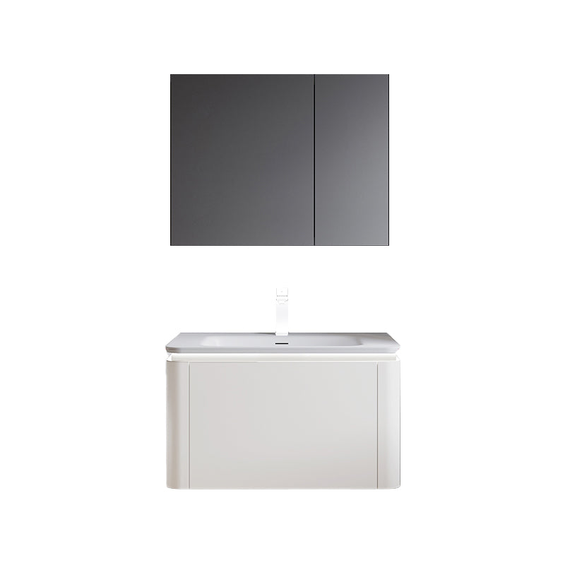 Wood Frame Vanity Rectangular Single Sink Mirror Wall-Mounted White Bathroom Vanity Vanity & Faucet & Mirror Cabinet 31"L x 20"W x 19"H Clearhalo 'Bathroom Remodel & Bathroom Fixtures' 'Bathroom Vanities' 'bathroom_vanities' 'Home Improvement' 'home_improvement' 'home_improvement_bathroom_vanities' 7064082