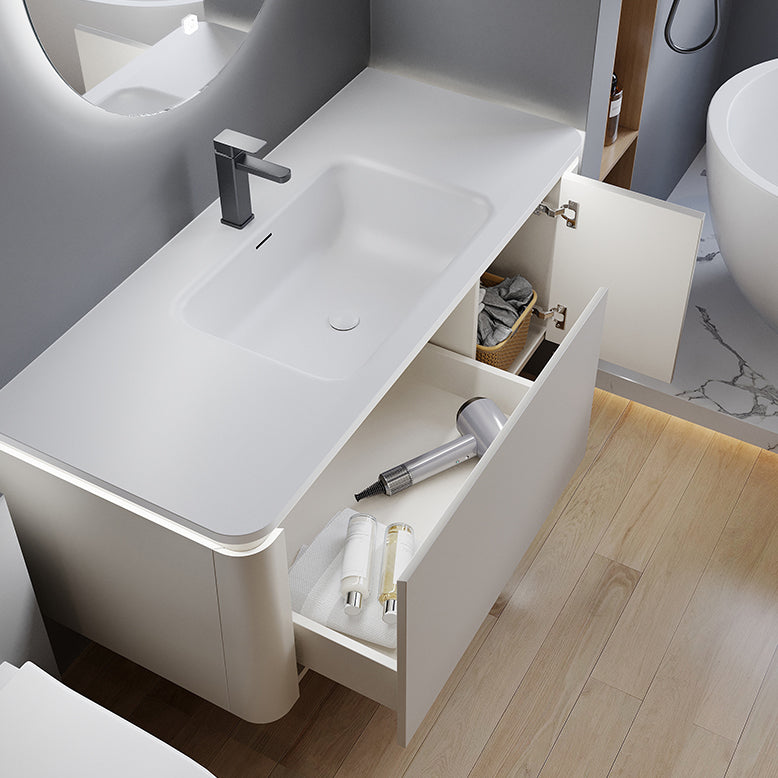 Wood Frame Vanity Rectangular Single Sink Mirror Wall-Mounted White Bathroom Vanity Clearhalo 'Bathroom Remodel & Bathroom Fixtures' 'Bathroom Vanities' 'bathroom_vanities' 'Home Improvement' 'home_improvement' 'home_improvement_bathroom_vanities' 7064086