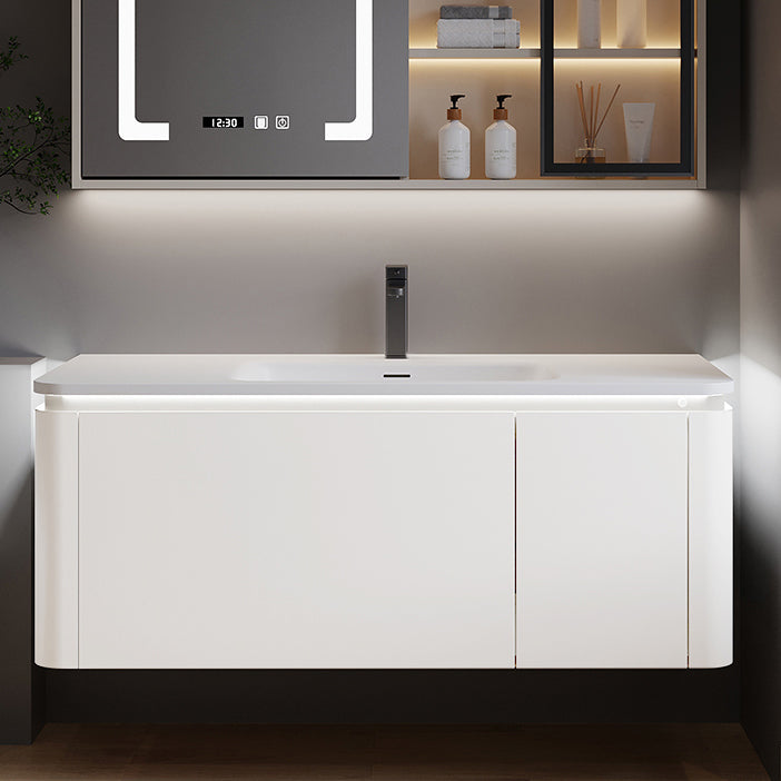 Wood Frame Vanity Rectangular Single Sink Mirror Wall-Mounted White Bathroom Vanity Clearhalo 'Bathroom Remodel & Bathroom Fixtures' 'Bathroom Vanities' 'bathroom_vanities' 'Home Improvement' 'home_improvement' 'home_improvement_bathroom_vanities' 7064095