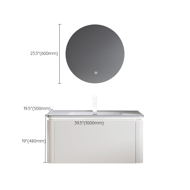 Wood Frame Vanity Rectangular Single Sink Mirror Wall-Mounted White Bathroom Vanity Clearhalo 'Bathroom Remodel & Bathroom Fixtures' 'Bathroom Vanities' 'bathroom_vanities' 'Home Improvement' 'home_improvement' 'home_improvement_bathroom_vanities' 7064132