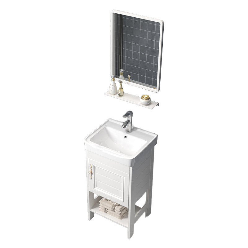 Freestanding Vanity White Shelving Included Rectangular Single Sink Vanity with Mirror Vanity & Faucet & Mirrors 17"L x 14"W x 31"H 1 Clearhalo 'Bathroom Remodel & Bathroom Fixtures' 'Bathroom Vanities' 'bathroom_vanities' 'Home Improvement' 'home_improvement' 'home_improvement_bathroom_vanities' 7064183