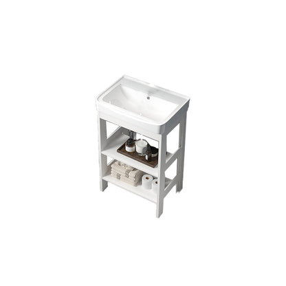 Freestanding Vanity White Shelving Included Rectangular Single Sink Vanity with Mirror Bathroom Vanity 2 Clearhalo 'Bathroom Remodel & Bathroom Fixtures' 'Bathroom Vanities' 'bathroom_vanities' 'Home Improvement' 'home_improvement' 'home_improvement_bathroom_vanities' 7064206
