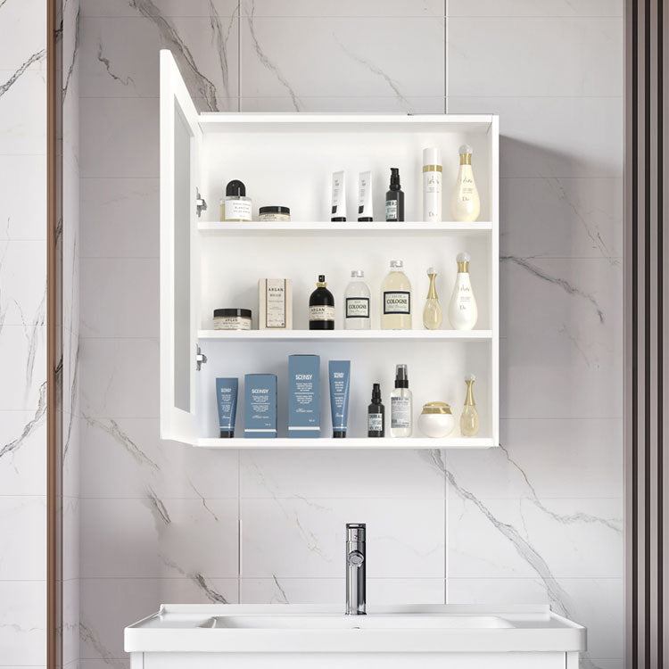 2 Doors Bath Vanity White Mirror Rectangular Single Sink Wall-Mounted Bathroom Vanity Clearhalo 'Bathroom Remodel & Bathroom Fixtures' 'Bathroom Vanities' 'bathroom_vanities' 'Home Improvement' 'home_improvement' 'home_improvement_bathroom_vanities' 7064293