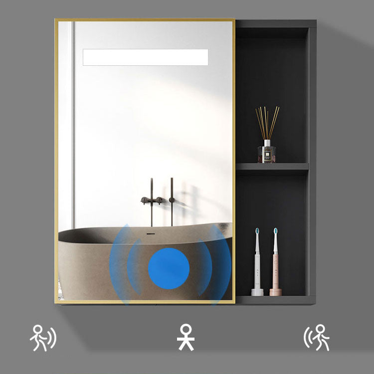 Glam Vanity Wall Mount Single Sink Metal Frame Rectangular Mirror Vanity with 2 Doors Clearhalo 'Bathroom Remodel & Bathroom Fixtures' 'Bathroom Vanities' 'bathroom_vanities' 'Home Improvement' 'home_improvement' 'home_improvement_bathroom_vanities' 7064335
