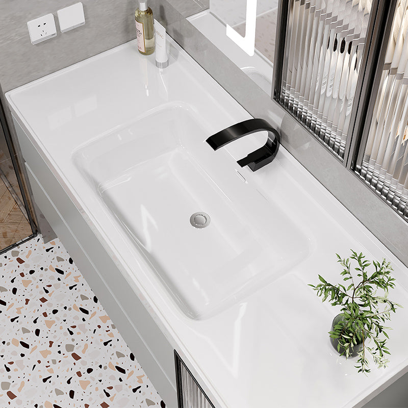 Rectangular Bathroom Vanity Single Sink Wall Mount Mirror Glam Vanity with Drawers Clearhalo 'Bathroom Remodel & Bathroom Fixtures' 'Bathroom Vanities' 'bathroom_vanities' 'Home Improvement' 'home_improvement' 'home_improvement_bathroom_vanities' 7064372