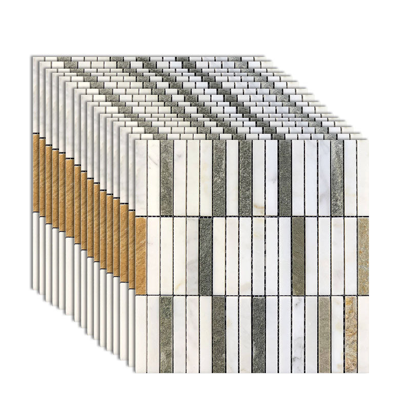 Square Wall Tile Straight Edge Subway Wall Tile with Scratchproof White-Green Clearhalo 'Floor Tiles & Wall Tiles' 'floor_tiles_wall_tiles' 'Flooring 'Home Improvement' 'home_improvement' 'home_improvement_floor_tiles_wall_tiles' Walls and Ceiling' 7064440