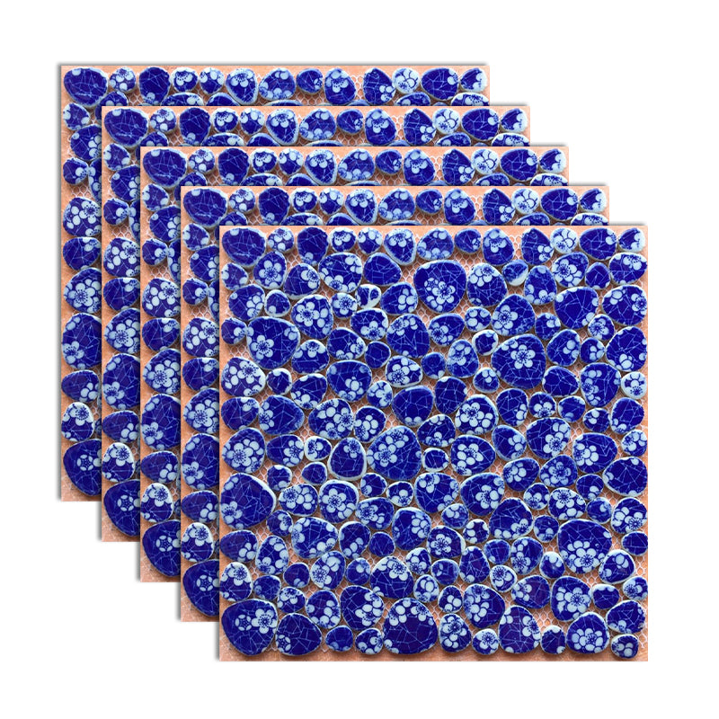 Square Flowerbed Tile Straight Edge Pebbles Design Singular Flowerbed Tile Blue Clearhalo 'Floor Tiles & Wall Tiles' 'floor_tiles_wall_tiles' 'Flooring 'Home Improvement' 'home_improvement' 'home_improvement_floor_tiles_wall_tiles' Walls and Ceiling' 7064507