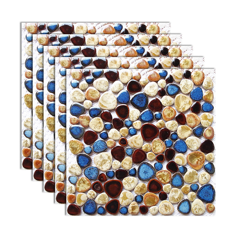 Square Flowerbed Tile Straight Edge Pebbles Design Singular Flowerbed Tile Blue-Red Clearhalo 'Floor Tiles & Wall Tiles' 'floor_tiles_wall_tiles' 'Flooring 'Home Improvement' 'home_improvement' 'home_improvement_floor_tiles_wall_tiles' Walls and Ceiling' 7064515