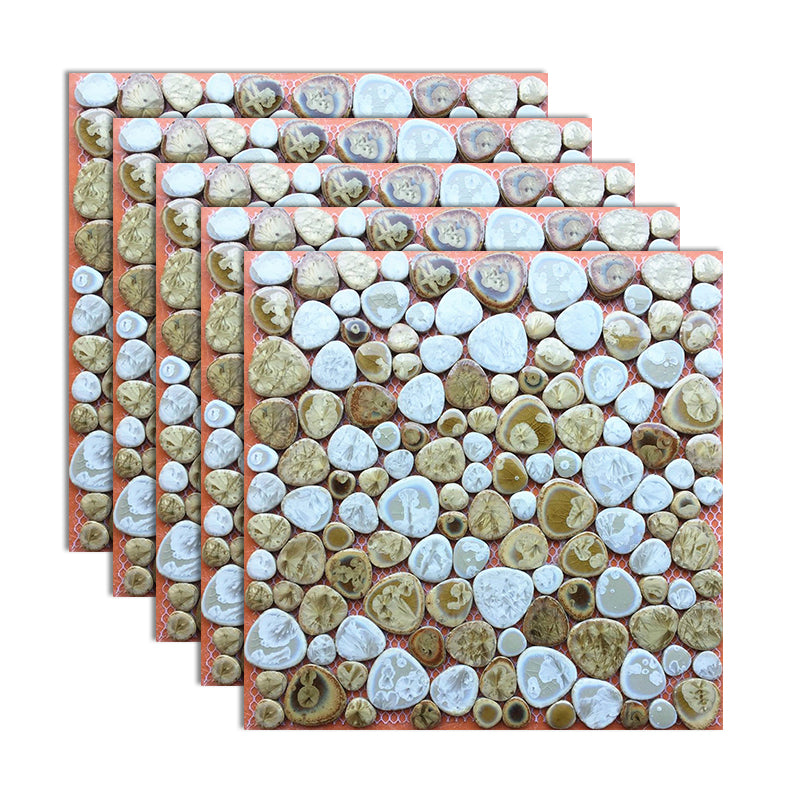 Square Flowerbed Tile Straight Edge Pebbles Design Singular Flowerbed Tile White-Brown Clearhalo 'Floor Tiles & Wall Tiles' 'floor_tiles_wall_tiles' 'Flooring 'Home Improvement' 'home_improvement' 'home_improvement_floor_tiles_wall_tiles' Walls and Ceiling' 7064516