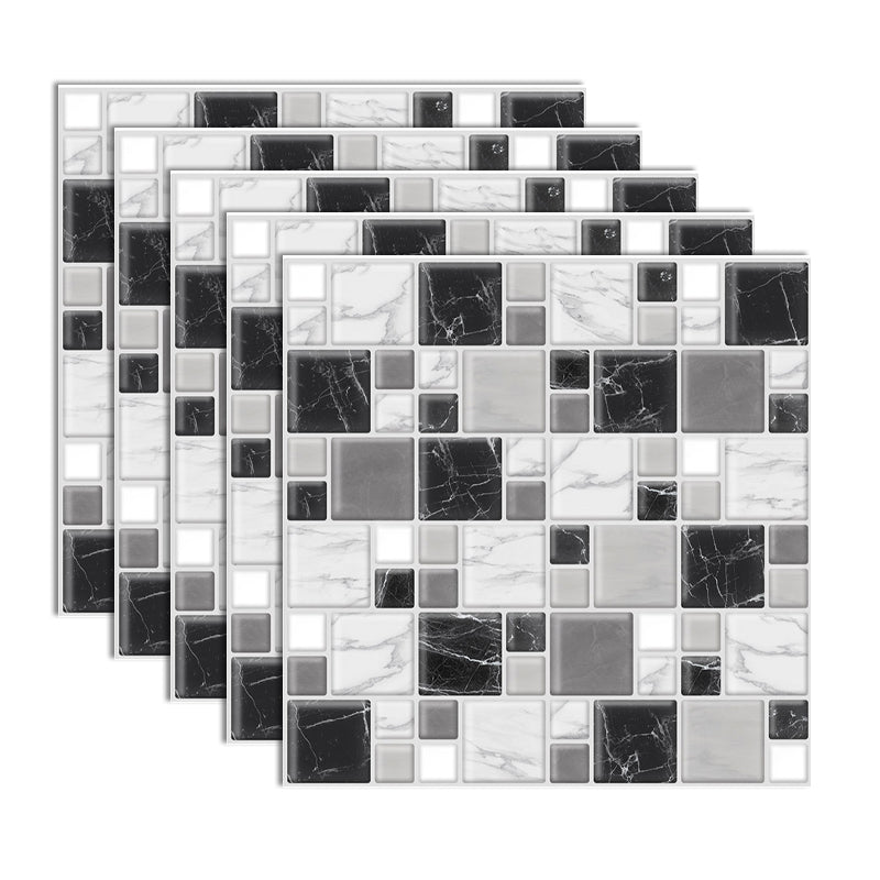 Water Resistant Tile Square Peel & Stick Tile for Kitchen Backsplash Dark Gray-Black Clearhalo 'Flooring 'Home Improvement' 'home_improvement' 'home_improvement_peel_stick_blacksplash' 'Peel & Stick Backsplash Tile' 'peel_stick_blacksplash' 'Walls & Ceilings' Walls and Ceiling' 7064589