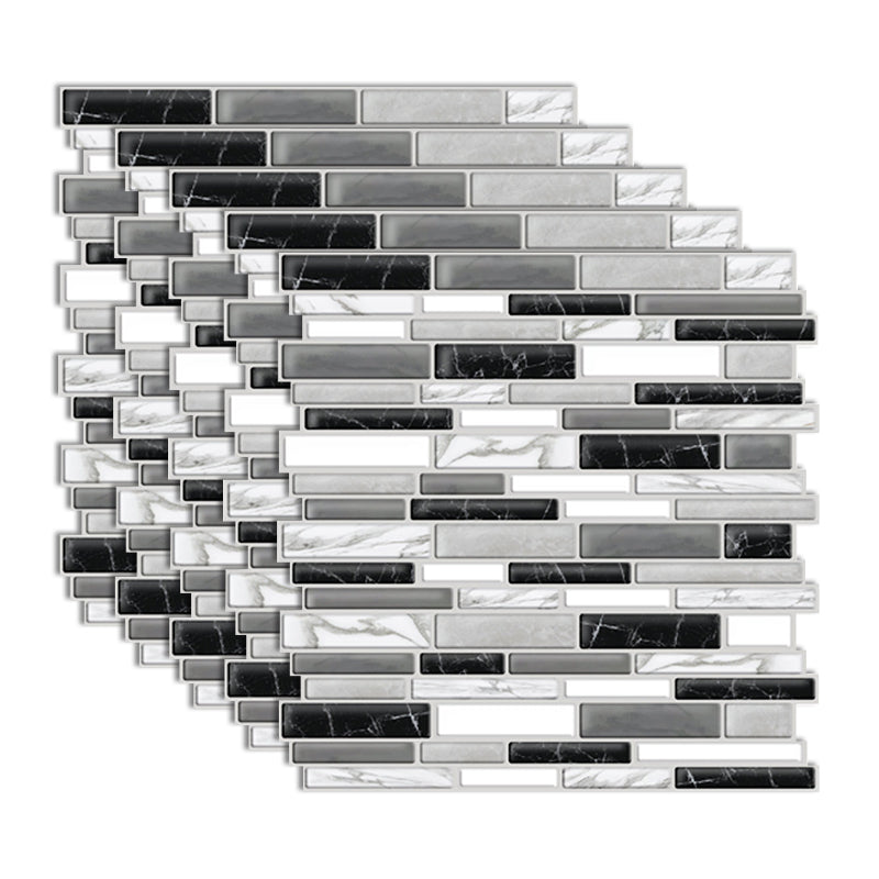 Square Peel & Stick Tile Water Resistant Subway Tile for Kitchen Backsplash Black-Gray Clearhalo 'Flooring 'Home Improvement' 'home_improvement' 'home_improvement_peel_stick_blacksplash' 'Peel & Stick Backsplash Tile' 'peel_stick_blacksplash' 'Walls & Ceilings' Walls and Ceiling' 7064595