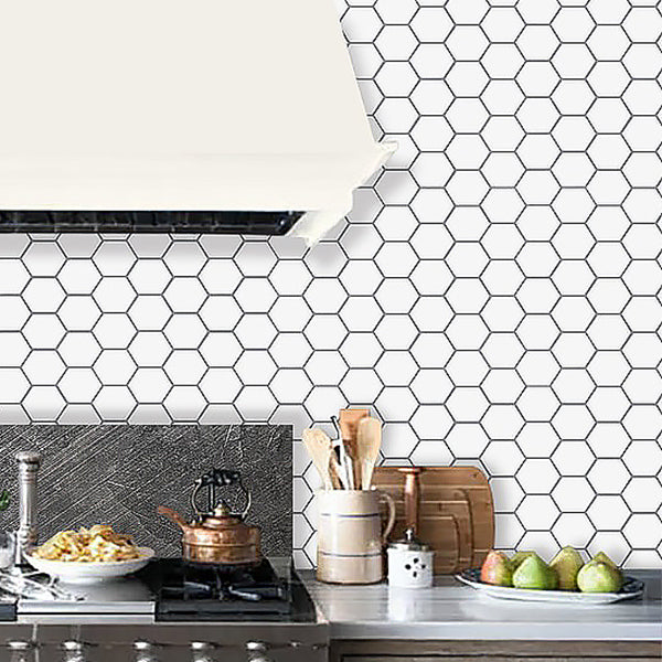 Modern Peel and Stick Backsplash PVC Hexagonal Peel and Stick Tile White 100-Piece Set Clearhalo 'Flooring 'Home Improvement' 'home_improvement' 'home_improvement_peel_stick_blacksplash' 'Peel & Stick Backsplash Tile' 'peel_stick_blacksplash' 'Walls & Ceilings' Walls and Ceiling' 7064618