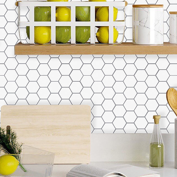 Modern Peel and Stick Backsplash PVC Hexagonal Peel and Stick Tile Clearhalo 'Flooring 'Home Improvement' 'home_improvement' 'home_improvement_peel_stick_blacksplash' 'Peel & Stick Backsplash Tile' 'peel_stick_blacksplash' 'Walls & Ceilings' Walls and Ceiling' 7064621
