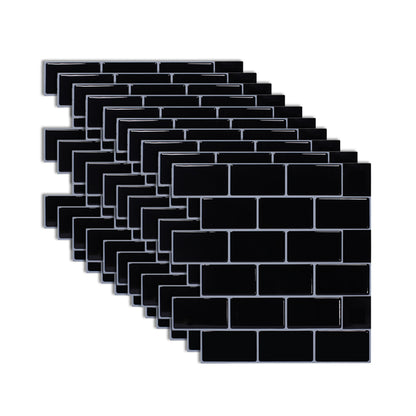 Modern Peel and Stick Tiles PVC Subway Tile Peel and Stick Wall Tile for Bathroom Black Clearhalo 'Flooring 'Home Improvement' 'home_improvement' 'home_improvement_peel_stick_blacksplash' 'Peel & Stick Backsplash Tile' 'peel_stick_blacksplash' 'Walls & Ceilings' Walls and Ceiling' 7064648