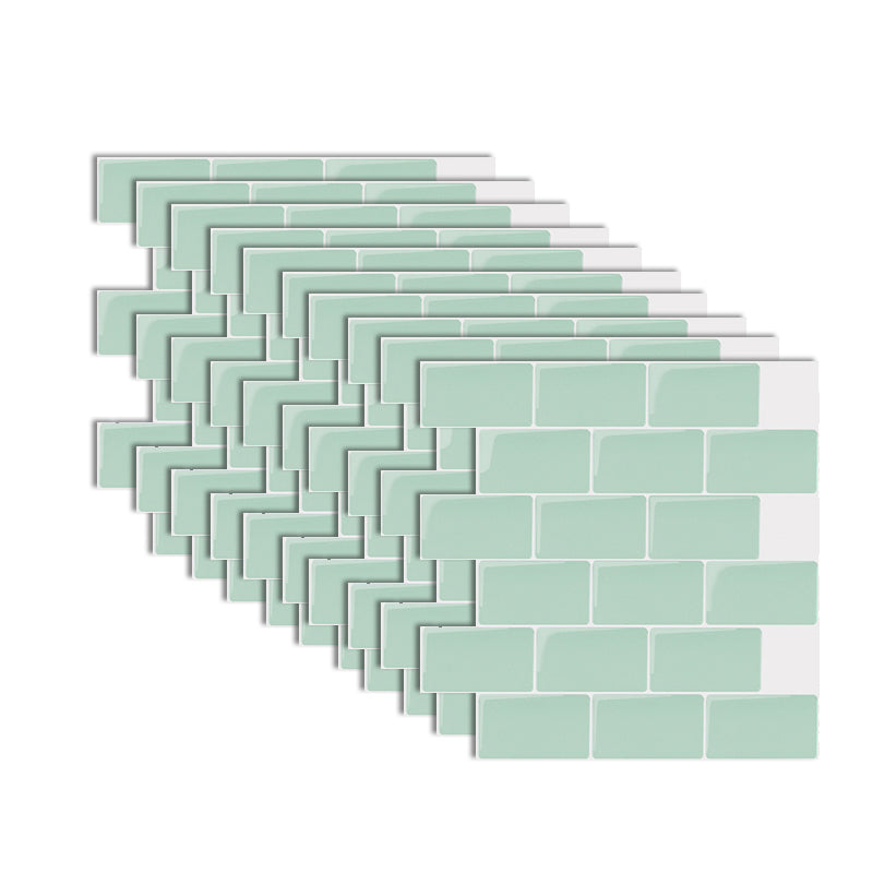 Modern Peel and Stick Tiles PVC Subway Tile Peel and Stick Wall Tile for Bathroom Green Clearhalo 'Flooring 'Home Improvement' 'home_improvement' 'home_improvement_peel_stick_blacksplash' 'Peel & Stick Backsplash Tile' 'peel_stick_blacksplash' 'Walls & Ceilings' Walls and Ceiling' 7064660