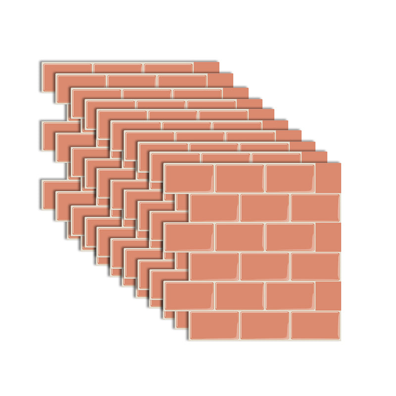 Modern Peel and Stick Tiles PVC Subway Tile Peel and Stick Wall Tile for Bathroom Orange Clearhalo 'Flooring 'Home Improvement' 'home_improvement' 'home_improvement_peel_stick_blacksplash' 'Peel & Stick Backsplash Tile' 'peel_stick_blacksplash' 'Walls & Ceilings' Walls and Ceiling' 7064666