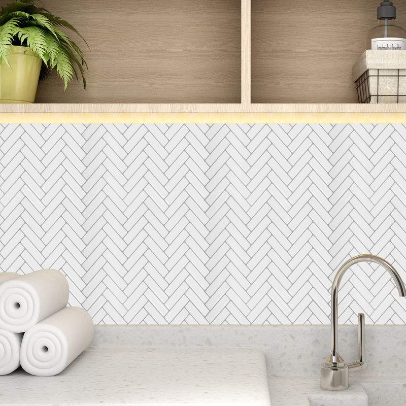 Modern Peel and Stick Tiles PVC Herringbone Peel and Stick Backsplash Wall Tile White 100-Piece Set Clearhalo 'Flooring 'Home Improvement' 'home_improvement' 'home_improvement_peel_stick_blacksplash' 'Peel & Stick Backsplash Tile' 'peel_stick_blacksplash' 'Walls & Ceilings' Walls and Ceiling' 7064668