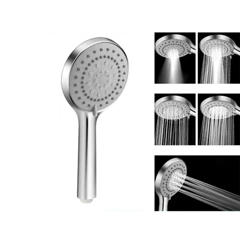 Basic Shower Head Round Plastic Handheld Shower Head in Silver Light Silver Clearhalo 'Bathroom Remodel & Bathroom Fixtures' 'Home Improvement' 'home_improvement' 'home_improvement_shower_heads' 'Shower Heads' 'shower_heads' 'Showers & Bathtubs Plumbing' 'Showers & Bathtubs' 7065116