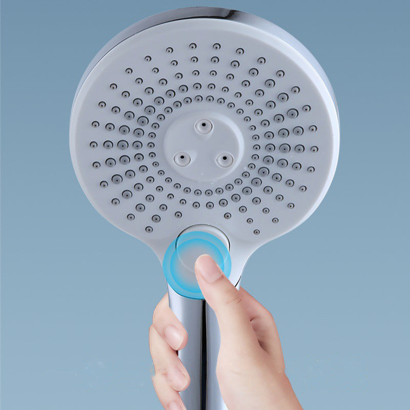 Basic Shower Head Round Plastic Handheld Shower Head in Silver Clearhalo 'Bathroom Remodel & Bathroom Fixtures' 'Home Improvement' 'home_improvement' 'home_improvement_shower_heads' 'Shower Heads' 'shower_heads' 'Showers & Bathtubs Plumbing' 'Showers & Bathtubs' 7065118