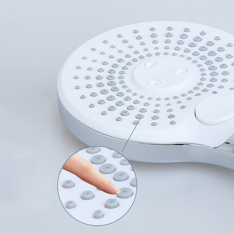 Basic Shower Head Round Plastic Handheld Shower Head in Silver Clearhalo 'Bathroom Remodel & Bathroom Fixtures' 'Home Improvement' 'home_improvement' 'home_improvement_shower_heads' 'Shower Heads' 'shower_heads' 'Showers & Bathtubs Plumbing' 'Showers & Bathtubs' 7065123