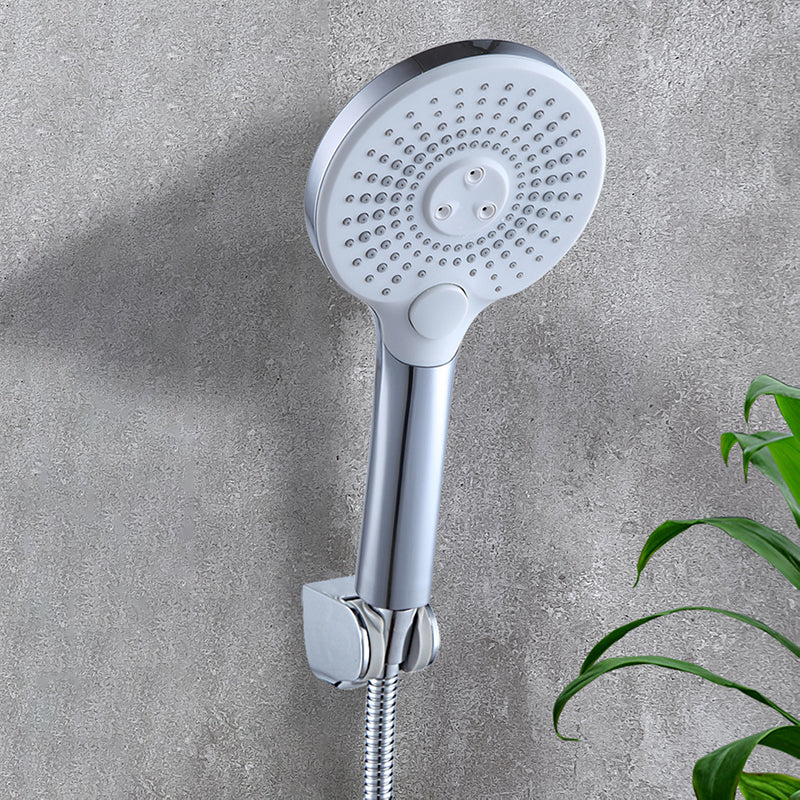Basic Shower Head Round Plastic Handheld Shower Head in Silver Clearhalo 'Bathroom Remodel & Bathroom Fixtures' 'Home Improvement' 'home_improvement' 'home_improvement_shower_heads' 'Shower Heads' 'shower_heads' 'Showers & Bathtubs Plumbing' 'Showers & Bathtubs' 7065126