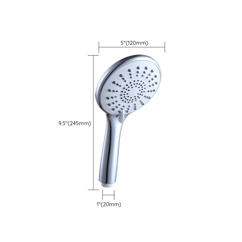 Basic Shower Head Round Plastic Handheld Shower Head in Silver Clearhalo 'Bathroom Remodel & Bathroom Fixtures' 'Home Improvement' 'home_improvement' 'home_improvement_shower_heads' 'Shower Heads' 'shower_heads' 'Showers & Bathtubs Plumbing' 'Showers & Bathtubs' 7065127