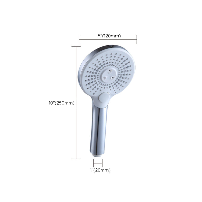 Basic Shower Head Round Plastic Handheld Shower Head in Silver Clearhalo 'Bathroom Remodel & Bathroom Fixtures' 'Home Improvement' 'home_improvement' 'home_improvement_shower_heads' 'Shower Heads' 'shower_heads' 'Showers & Bathtubs Plumbing' 'Showers & Bathtubs' 7065128