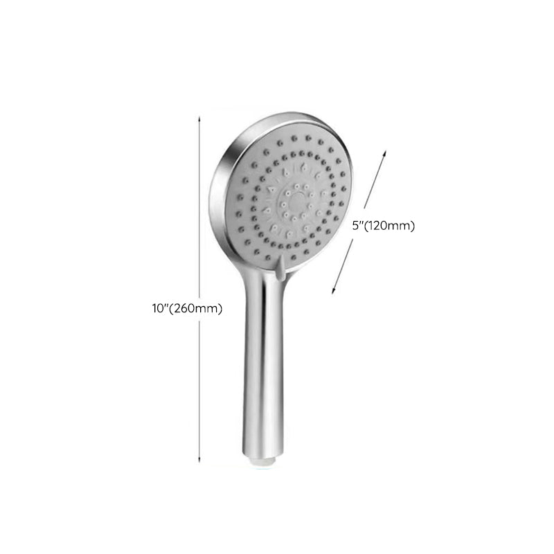 Basic Shower Head Round Plastic Handheld Shower Head in Silver Clearhalo 'Bathroom Remodel & Bathroom Fixtures' 'Home Improvement' 'home_improvement' 'home_improvement_shower_heads' 'Shower Heads' 'shower_heads' 'Showers & Bathtubs Plumbing' 'Showers & Bathtubs' 7065129