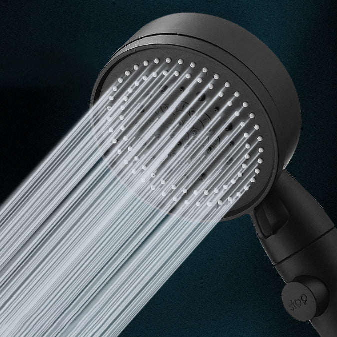 Modern Shower Head Adjustable Spray Pattern Round Plastic Handheld Shower Head Black Hand Shower Hose not included Clearhalo 'Bathroom Remodel & Bathroom Fixtures' 'Home Improvement' 'home_improvement' 'home_improvement_shower_heads' 'Shower Heads' 'shower_heads' 'Showers & Bathtubs Plumbing' 'Showers & Bathtubs' 7065130