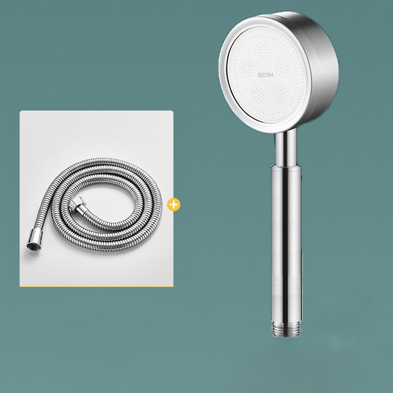 Classic Round Shower Head Metal Standard Handheld Shower Head Silver Shower Head with Hose Clearhalo 'Bathroom Remodel & Bathroom Fixtures' 'Home Improvement' 'home_improvement' 'home_improvement_shower_heads' 'Shower Heads' 'shower_heads' 'Showers & Bathtubs Plumbing' 'Showers & Bathtubs' 7065210