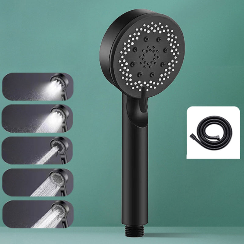 Classic Plastic Shower Head 5 Setting Round Handheld Shower Heads Black Shower Head with Hose Clearhalo 'Bathroom Remodel & Bathroom Fixtures' 'Home Improvement' 'home_improvement' 'home_improvement_shower_heads' 'Shower Heads' 'shower_heads' 'Showers & Bathtubs Plumbing' 'Showers & Bathtubs' 7065226