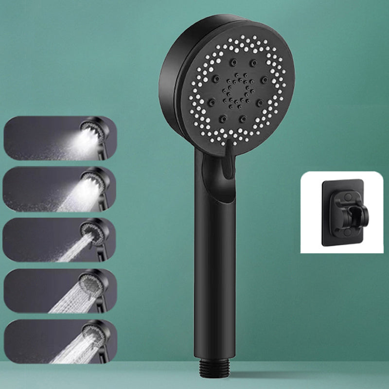 Classic Plastic Shower Head 5 Setting Round Handheld Shower Heads Black Shower Head with Wall Pedestal None Clearhalo 'Bathroom Remodel & Bathroom Fixtures' 'Home Improvement' 'home_improvement' 'home_improvement_shower_heads' 'Shower Heads' 'shower_heads' 'Showers & Bathtubs Plumbing' 'Showers & Bathtubs' 7065228