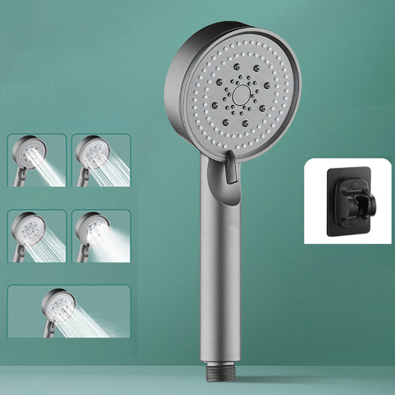 Classic Plastic Shower Head 5 Setting Round Handheld Shower Heads Gun Grey Shower Head with Wall Pedestal None Clearhalo 'Bathroom Remodel & Bathroom Fixtures' 'Home Improvement' 'home_improvement' 'home_improvement_shower_heads' 'Shower Heads' 'shower_heads' 'Showers & Bathtubs Plumbing' 'Showers & Bathtubs' 7065234