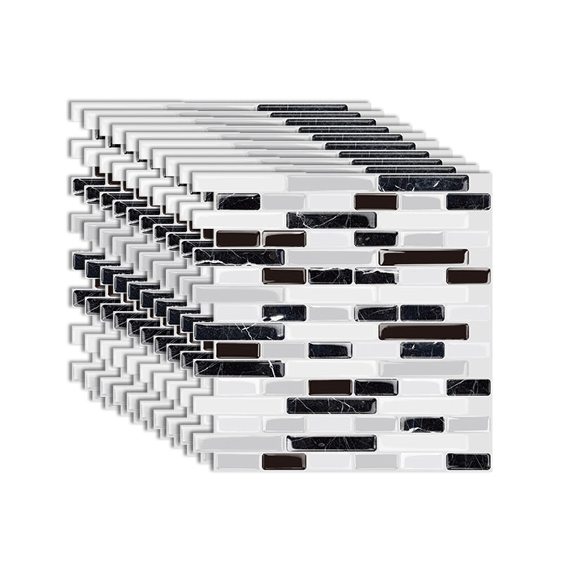 Modern Peel & Stick Field Tile PVC Staggered Joint Peel & Stick Subway Tile White-Black Clearhalo 'Flooring 'Home Improvement' 'home_improvement' 'home_improvement_peel_stick_blacksplash' 'Peel & Stick Backsplash Tile' 'peel_stick_blacksplash' 'Walls & Ceilings' Walls and Ceiling' 7065911