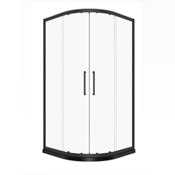 Full Frame Tempered Glass Shower Door Double Sliding Shower Door Black Clearhalo 'Bathroom Remodel & Bathroom Fixtures' 'Home Improvement' 'home_improvement' 'home_improvement_shower_tub_doors' 'Shower and Tub Doors' 'shower_tub_doors' 'Showers & Bathtubs' 7066001