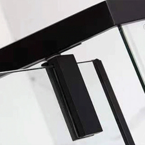 Black Semi Frameless Tempered Glass Shower Door Pivot Shower Door Clearhalo 'Bathroom Remodel & Bathroom Fixtures' 'Home Improvement' 'home_improvement' 'home_improvement_shower_tub_doors' 'Shower and Tub Doors' 'shower_tub_doors' 'Showers & Bathtubs' 7066048
