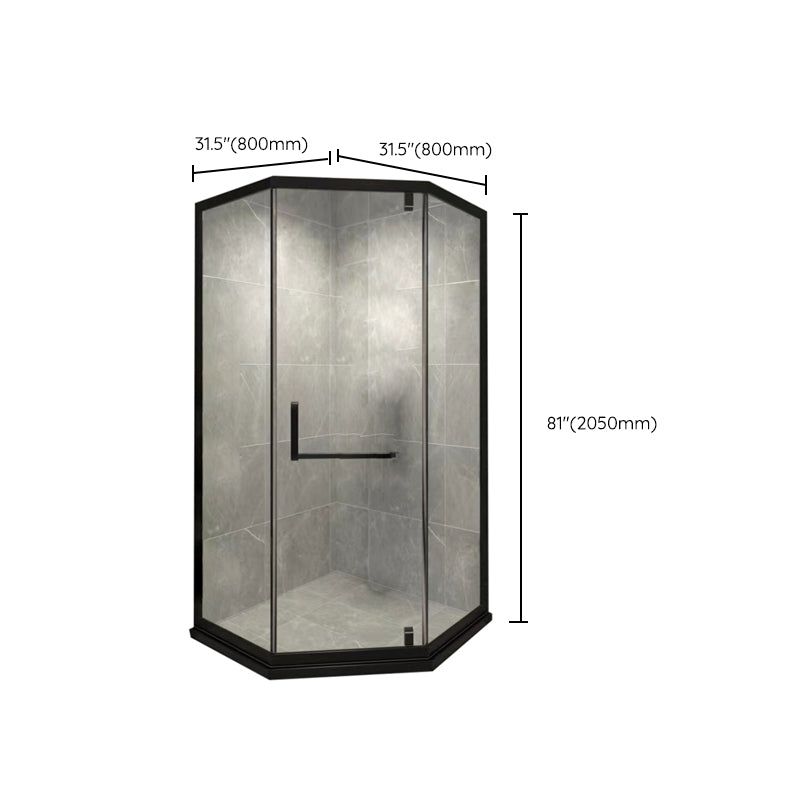 Black Semi Frameless Tempered Glass Shower Door Pivot Shower Door Clearhalo 'Bathroom Remodel & Bathroom Fixtures' 'Home Improvement' 'home_improvement' 'home_improvement_shower_tub_doors' 'Shower and Tub Doors' 'shower_tub_doors' 'Showers & Bathtubs' 7066052
