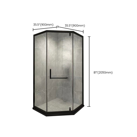 Black Semi Frameless Tempered Glass Shower Door Pivot Shower Door Clearhalo 'Bathroom Remodel & Bathroom Fixtures' 'Home Improvement' 'home_improvement' 'home_improvement_shower_tub_doors' 'Shower and Tub Doors' 'shower_tub_doors' 'Showers & Bathtubs' 7066053