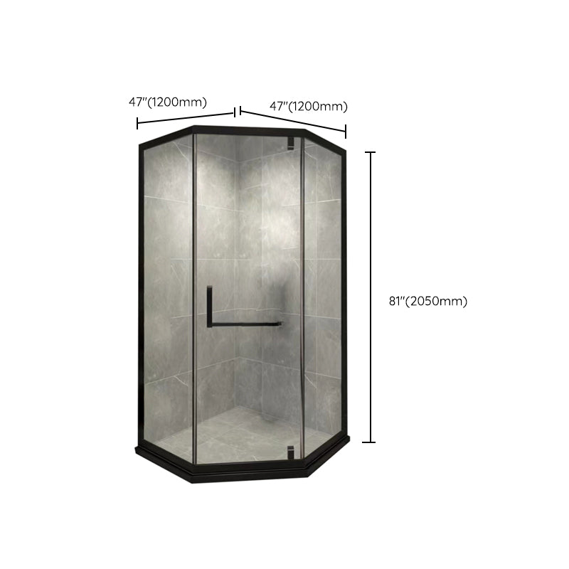 Black Semi Frameless Tempered Glass Shower Door Pivot Shower Door Clearhalo 'Bathroom Remodel & Bathroom Fixtures' 'Home Improvement' 'home_improvement' 'home_improvement_shower_tub_doors' 'Shower and Tub Doors' 'shower_tub_doors' 'Showers & Bathtubs' 7066055