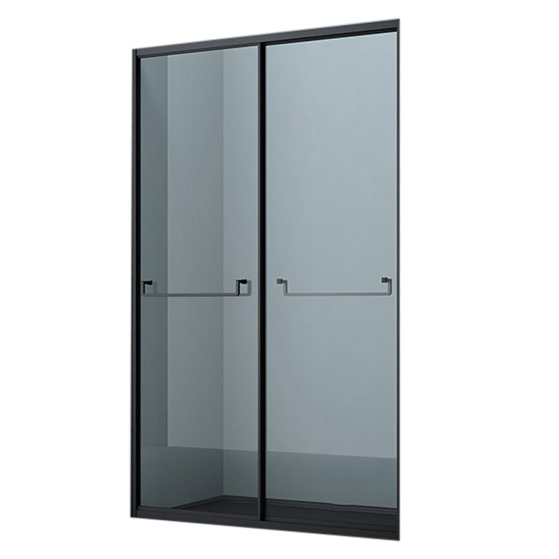 Full Frame Double Sliding Shower Door Tempered Glass Shower Door Black Clearhalo 'Bathroom Remodel & Bathroom Fixtures' 'Home Improvement' 'home_improvement' 'home_improvement_shower_tub_doors' 'Shower and Tub Doors' 'shower_tub_doors' 'Showers & Bathtubs' 7066096
