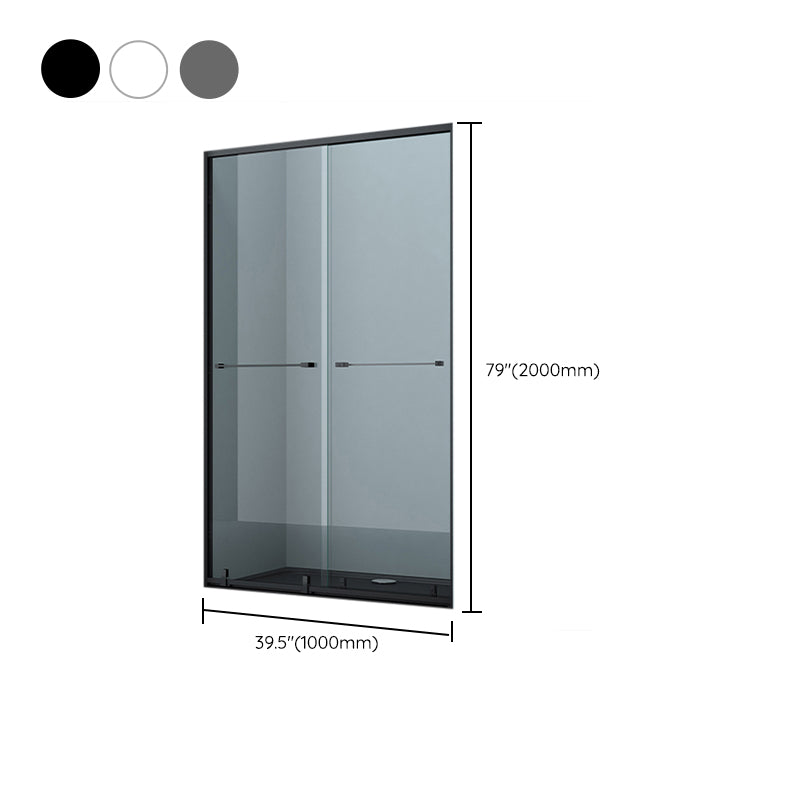 Semi Frameless Double Sliding Shower Door Tempered Glass Shower Door Clearhalo 'Bathroom Remodel & Bathroom Fixtures' 'Home Improvement' 'home_improvement' 'home_improvement_shower_tub_doors' 'Shower and Tub Doors' 'shower_tub_doors' 'Showers & Bathtubs' 7066119
