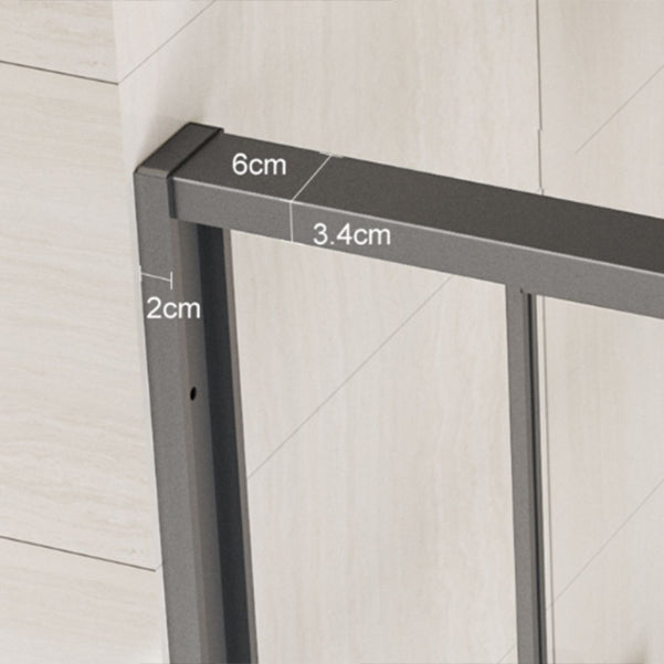 Matte Gray Bypass Shower Door Full Frame Tempered Glass Shower Door Clearhalo 'Bathroom Remodel & Bathroom Fixtures' 'Home Improvement' 'home_improvement' 'home_improvement_shower_tub_doors' 'Shower and Tub Doors' 'shower_tub_doors' 'Showers & Bathtubs' 7066136