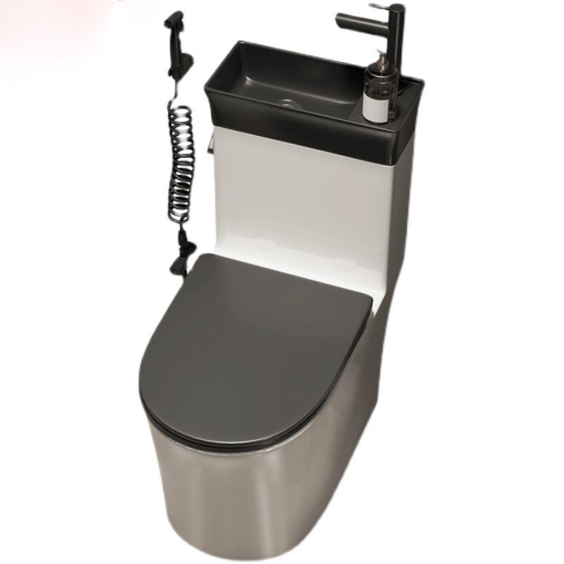 Contemporary Ceramic Flush Toilet Slow Close Seat Included Urine Toilet for Bathroom Clearhalo 'Bathroom Remodel & Bathroom Fixtures' 'Home Improvement' 'home_improvement' 'home_improvement_toilets' 'Toilets & Bidets' 'Toilets' 7069517