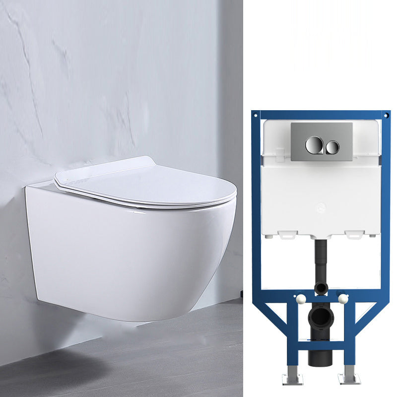 Modern White Ceramic Flush Toilet Wall Hung Urine Toilet with Seat for Bathroom 14"L x 19"W x 13"H Toilet with Low Tanker Clearhalo 'Bathroom Remodel & Bathroom Fixtures' 'Home Improvement' 'home_improvement' 'home_improvement_toilets' 'Toilets & Bidets' 'Toilets' 7069529