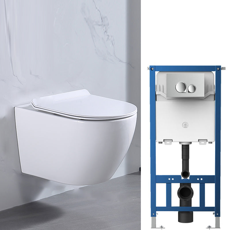 Modern White Ceramic Flush Toilet Wall Hung Urine Toilet with Seat for Bathroom 14"L x 19"W x 13"H Toilet with High Tanker Clearhalo 'Bathroom Remodel & Bathroom Fixtures' 'Home Improvement' 'home_improvement' 'home_improvement_toilets' 'Toilets & Bidets' 'Toilets' 7069530