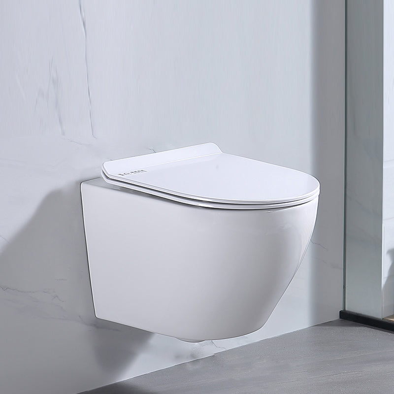 Modern White Ceramic Flush Toilet Wall Hung Urine Toilet with Seat for Bathroom 14"L x 21"W x 13"H Toilet Only Clearhalo 'Bathroom Remodel & Bathroom Fixtures' 'Home Improvement' 'home_improvement' 'home_improvement_toilets' 'Toilets & Bidets' 'Toilets' 7069532
